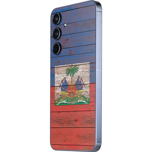 Haiti Flag Dark Wood Galaxy A55 5G Skin